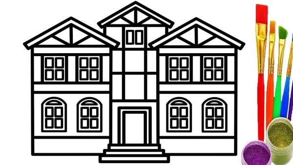 Нарисовать двухэтажный дом