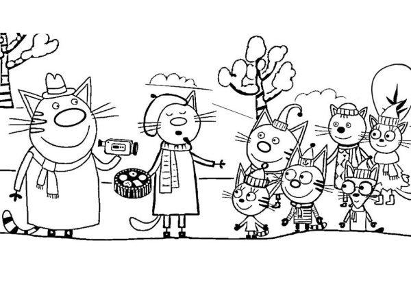 Три кота. Раскраска