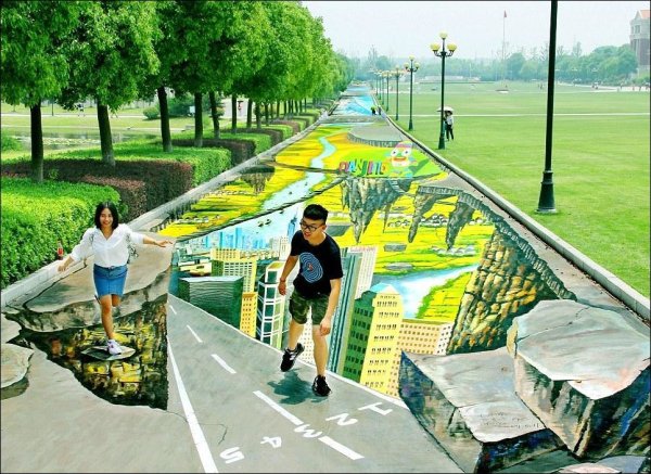 3д рисунки на дороге