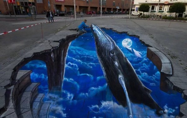 3д рисунки на асфальте