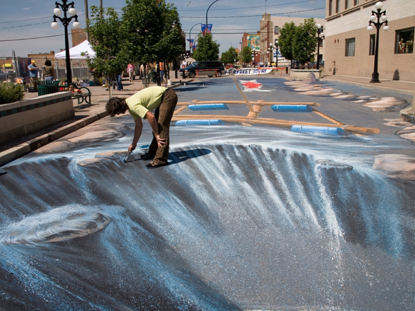 Джулиан Бивер.трехмерные рисунки на асфальте
