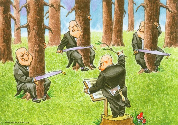 Вырубка деревьев карикатура