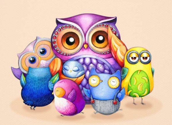 Совы мультяшные прикольные