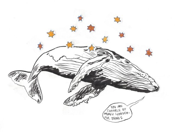 Кит арт карандашом