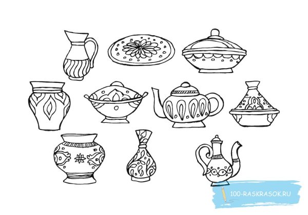 Керамическая посуда раскраска