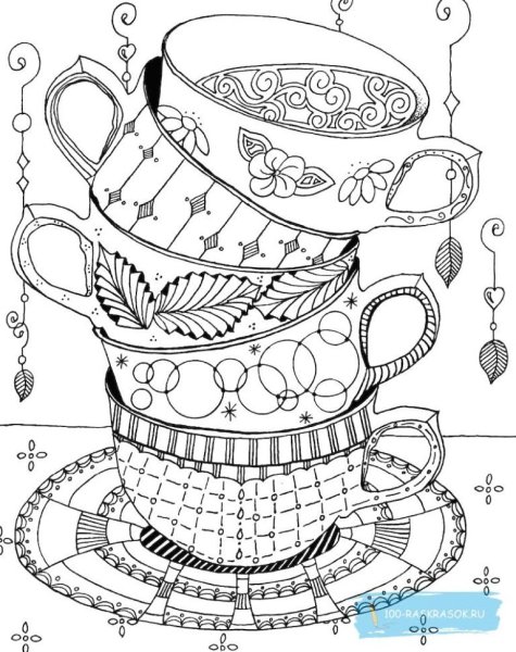 Раскраска антистресс посуда