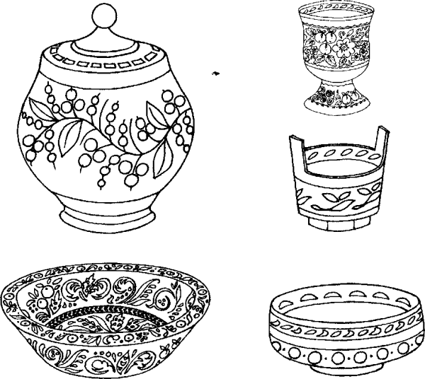 Узоры и орнаменты на посуде раскраски