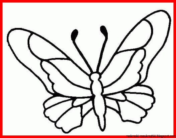 Бабочка рисунок для детей раскраска
