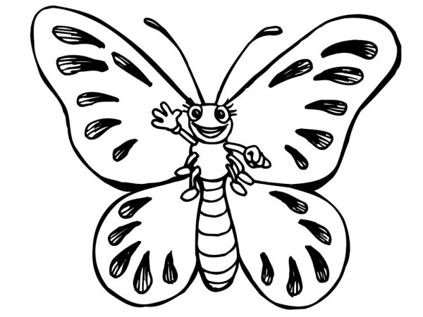 Бабочка раскраска для детей