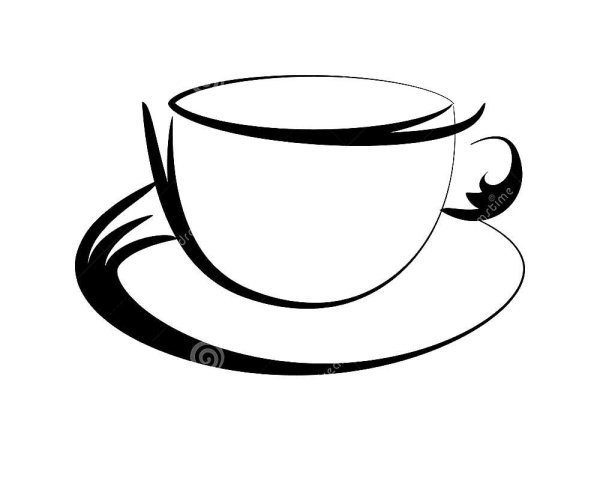 Контур чайной чашки с блюдцем