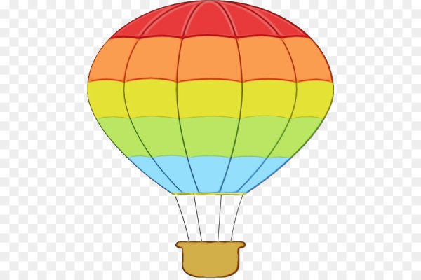 Воздушный шар с корзиной цветной