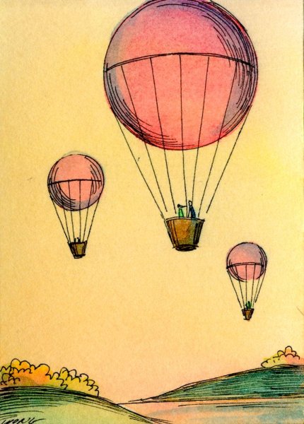 Коллаж воздушный шар с корзиной