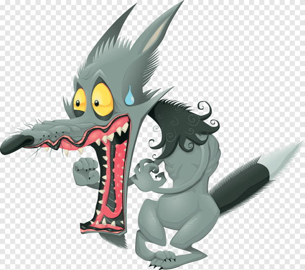 Смешной мультяшный волк