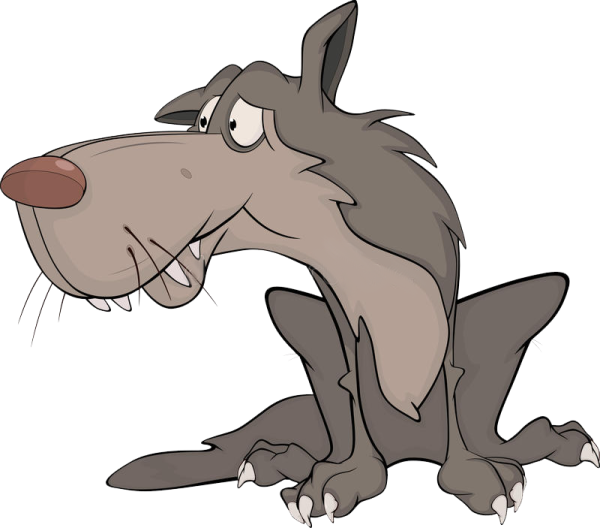 Смешной мультяшный волк