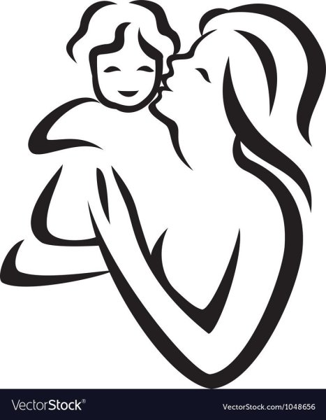 Трафарет матери и ребенка