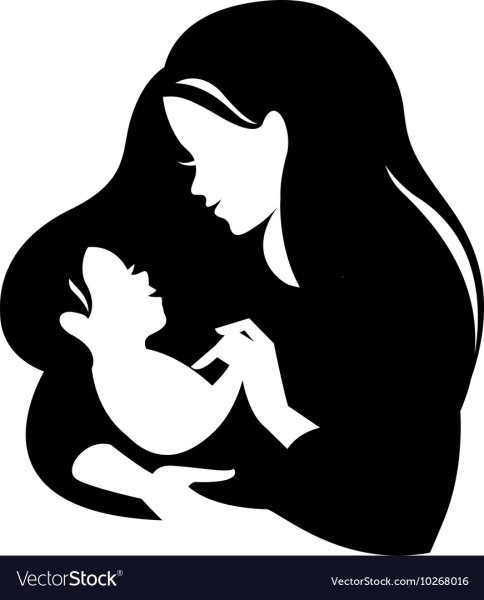 Силуэт мамы с ребенком