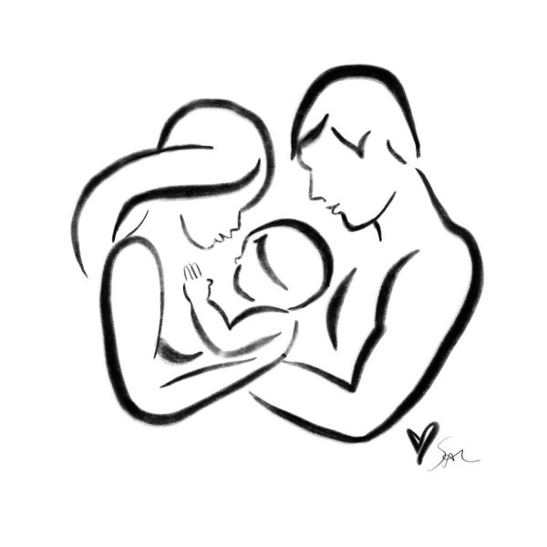 Трафарет матери и ребенка