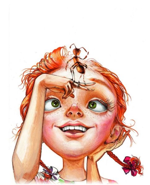 Нарисованная девочка с веснушками