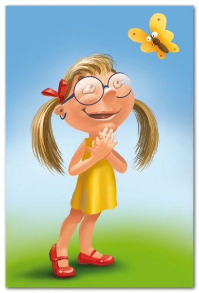 Смешная девочка с косичками