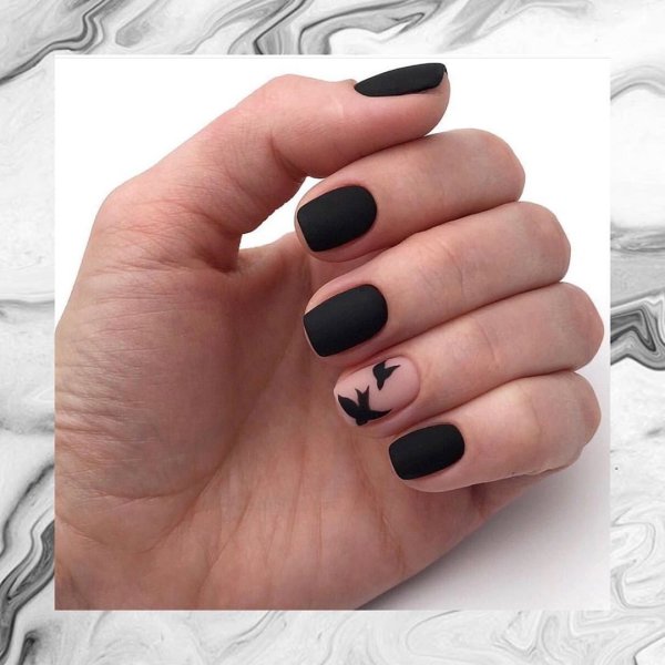 Ногти черно белые матовые
