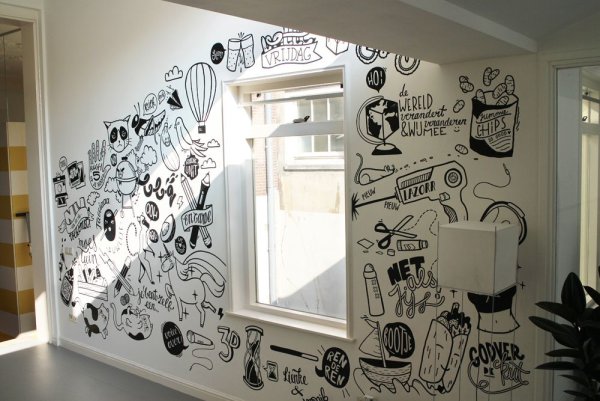 Роспись стен черно белая