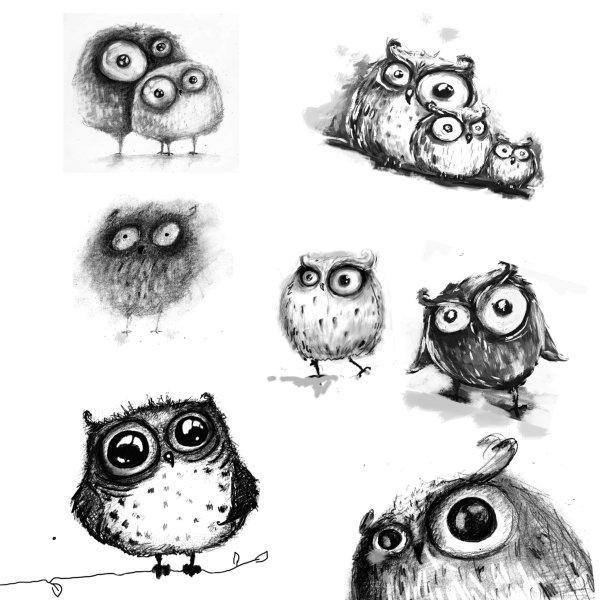 Смешная Сова рисунок