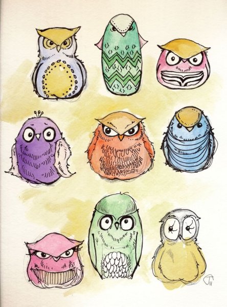 Смешные Совы Рисованные