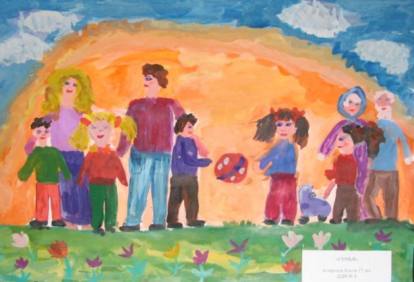 Детские рисунки на тему семья