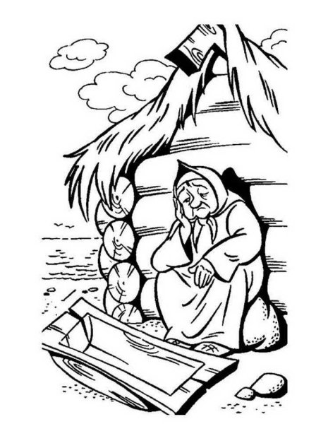 Сказка о рыбаке и рыбке raskraska