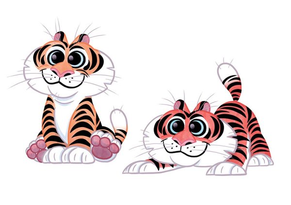 Забавные рисунки тигров