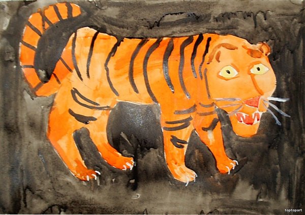 Тигр рисунок детский