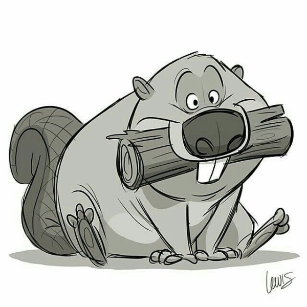 Бобер рисованный