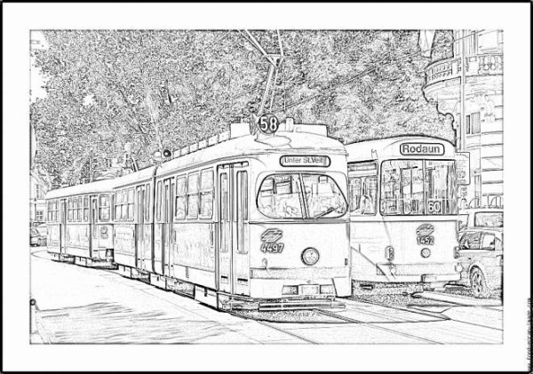 Трамвай раскраска