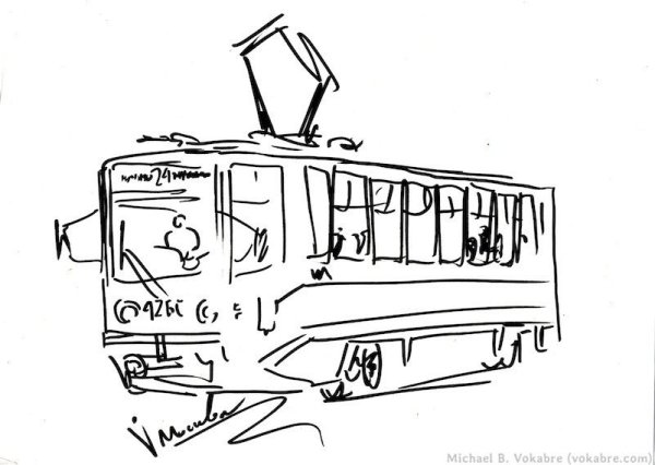 Распечатка трамвай сбоку