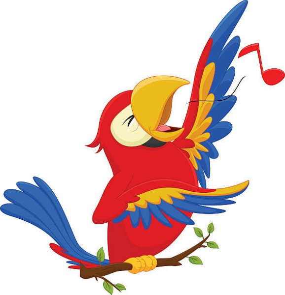 Попугай поет мультяшный