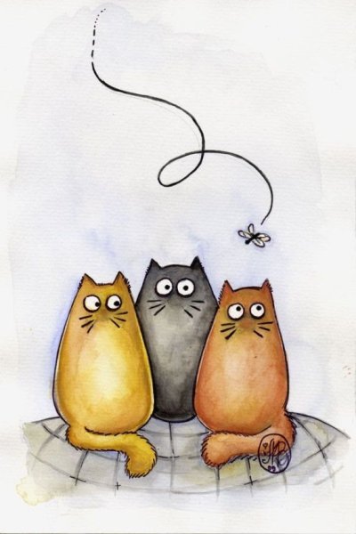 Рисунки кошек прикольные