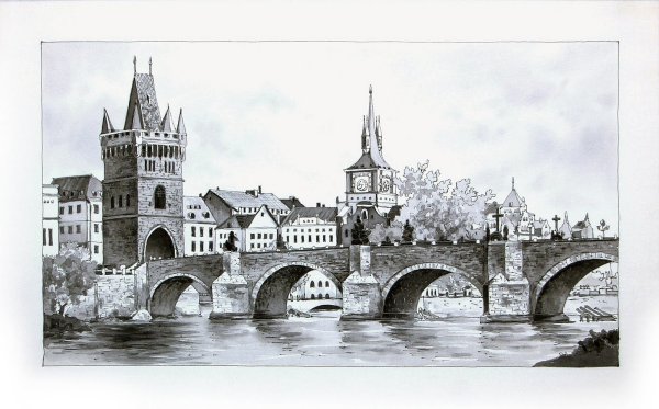 Прага Карлов мост скетч