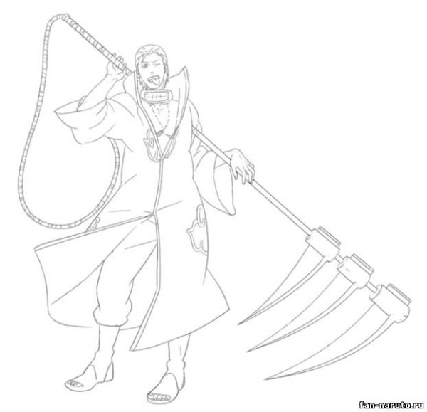 Хидан в полный рост черно белый