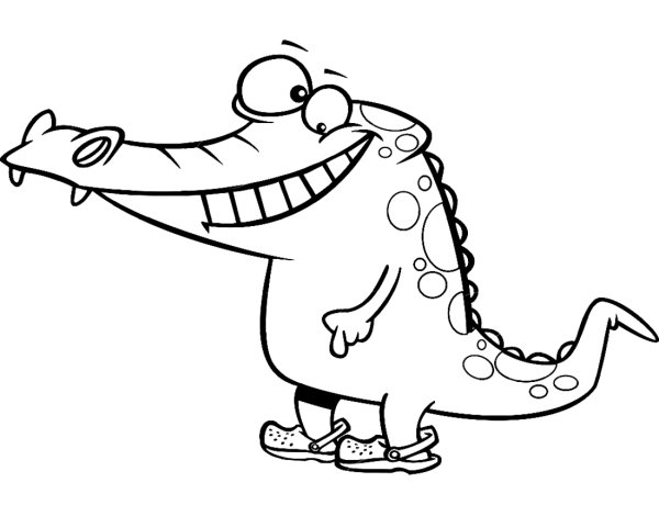 Раскраска веселый Крокодильчик для детей