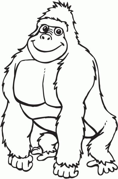 Раскраски бело черные для детей горилла