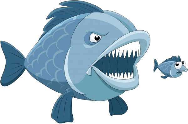 Большая и маленькая рыба рисунок