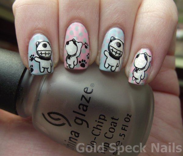 Маникюр с рисунком собаки