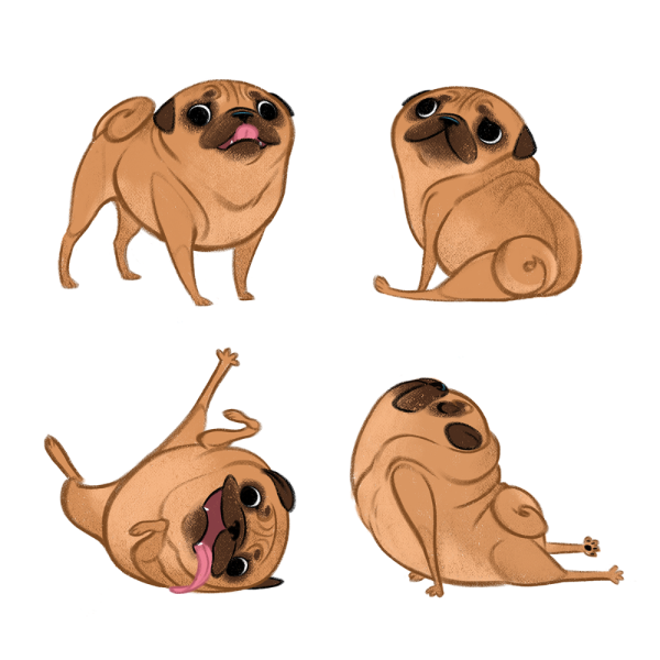 Мультяшные мопсики