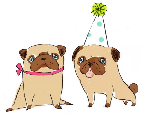 Мультяшные мопсы