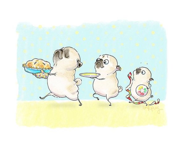 Рисунки мопсиков мимимишность