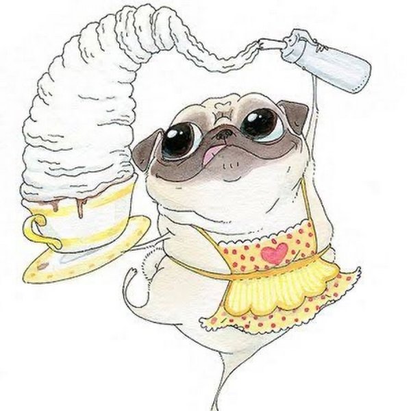 Мопсики милые мультяшные