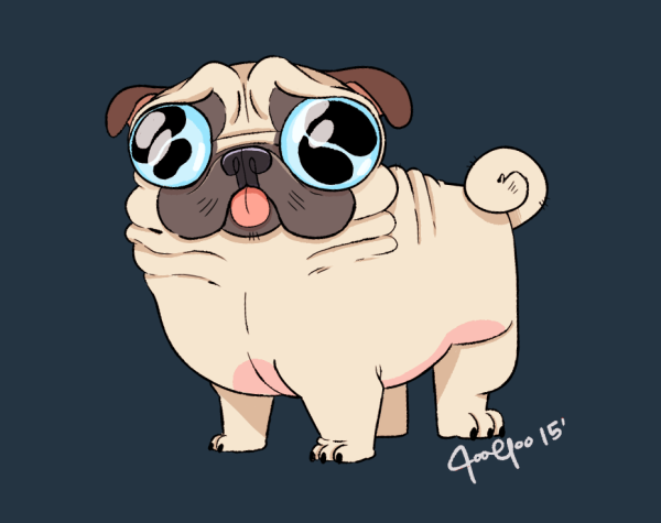 Милые мультяшные мопсы