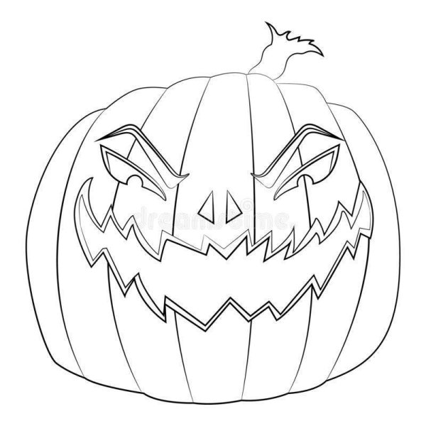 Тыква на Хэллоуин черно белая