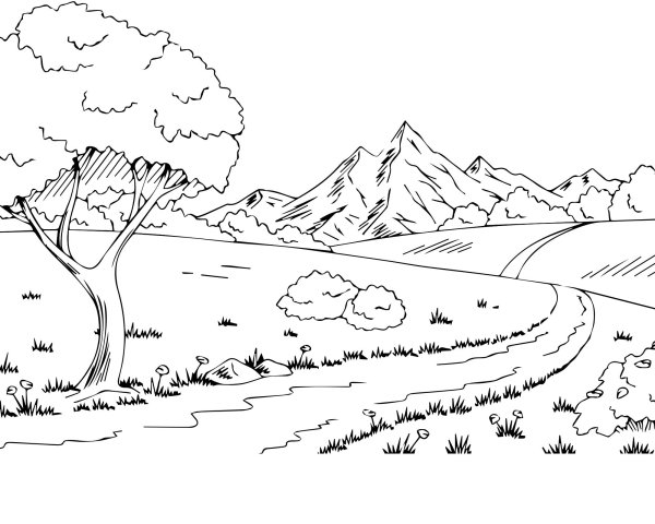 Горный пейзажраскраскка