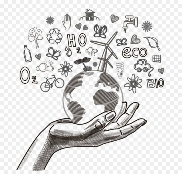 Земля и руки карандашом